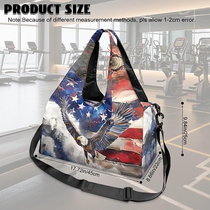 American Eagle Sports Duffle Bag Portable Lightweight Gym Bag with Shoe Compartment for Men Fitness Workout Stylish Sport Tote Bag with Zipper Pocket and Yoga Mat Holder Idea Gifts for Him
