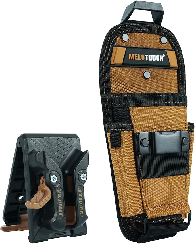 MELOTOUGH Small Tool Pouch with Quick Release Belt Clip,Clip On Tool Belt Pouch with Electrician Tapemeasure Clip, Mini Work Organizer Tool Holster and Knife Tool Holder Pouch