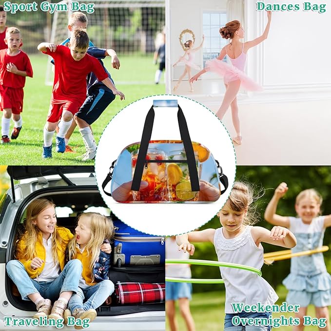 Drinks Kids-Duffel-Bags Gymnastics Dance Bag Carry-On Overnight Travel Gym Lightweight Dance Sports Bags For Girls Boys Kids,