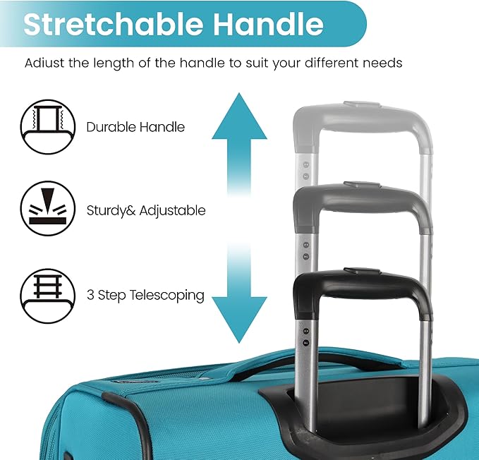 2-Piece Set (22in/32)Softside Expandable 20% Luggage w/TSA LOCK,Front Opening Softside Luggage Sets w/Spinner Wheels,Lightweight Travel Luggage Rolling Suitcase for Men/Women(SkyBlue,22in/32in)