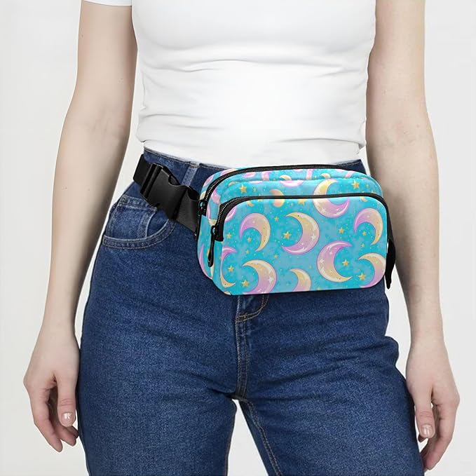 Gradient Moons Star Fanny Pack for Women Men Water Resistant Fashion Waist Packs with Adjustable Strap Belt Bag for Travel Workout Jogging Hiking 21219046