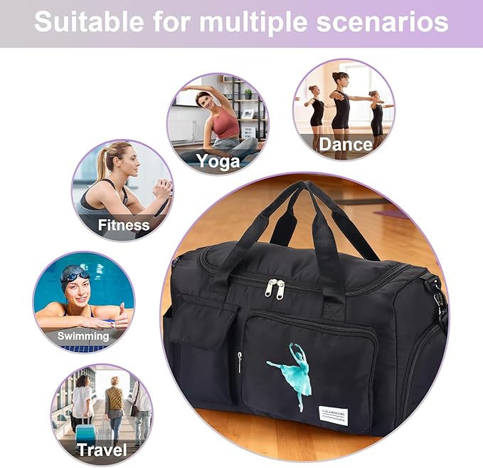 OXYEFEI Personalized Duffel Bag,Custom Embroidered Sports Gym Bag with Name Pattern,Weekend Dance Girls Duffle Ringette Bag,Gymnastics Bag for Women Men (Custom Text and Patterns)