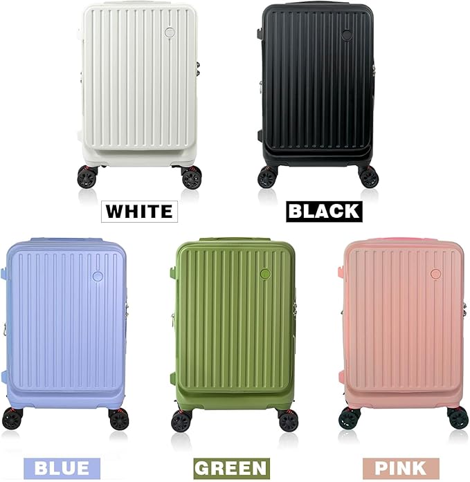 Carry On Luggage 22x14x9Inch Airline Approved with Wheels, Hard Shell Carry On Suitcases for Weekender, Expandable Suitcase Top Opening Lightweight Small Travel Luggage with Cup Holder and Side Hooker