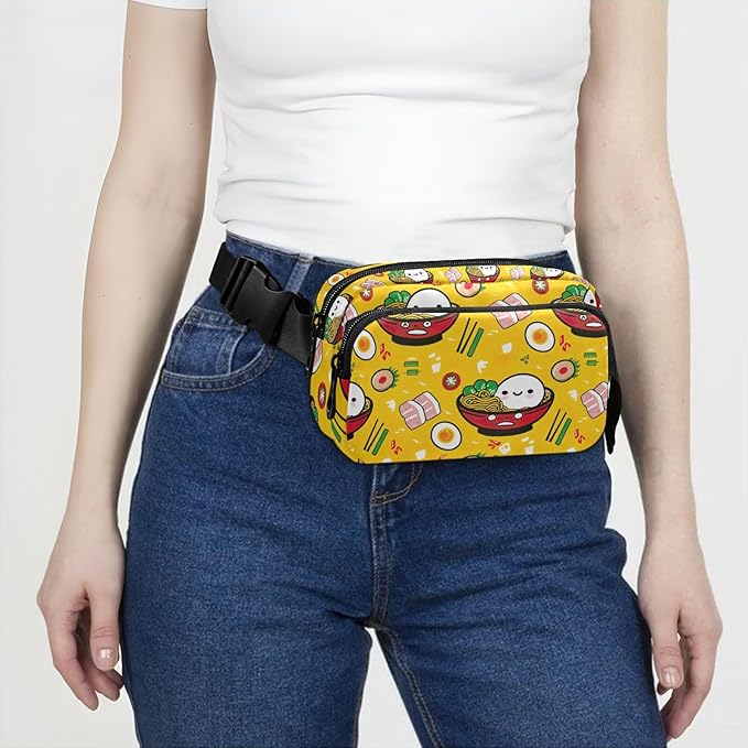 Kawaii Noddle Fanny Pack for Women Men Water Resistant Fashion Waist Packs with Adjustable Strap Belt Bag for Travel Workout Jogging Hiking 21219003