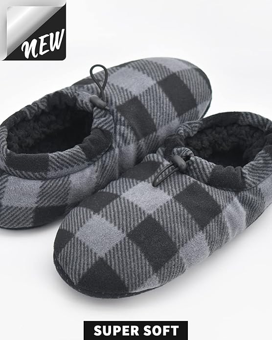 Panda Bros Mens Slipper Socks With Non Skid Bottoms, Warm Slipper Socks With Grippers For Men, Fuzzy House Slippers