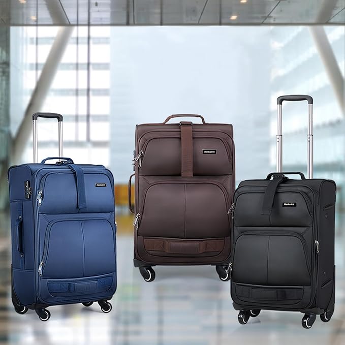 Hanke 24 inch Softside Expandable Luggage with Spinner Wheels, Medium Size Suitcase Checked Luggage Travel Luggage Rolling Suitcase,Blue