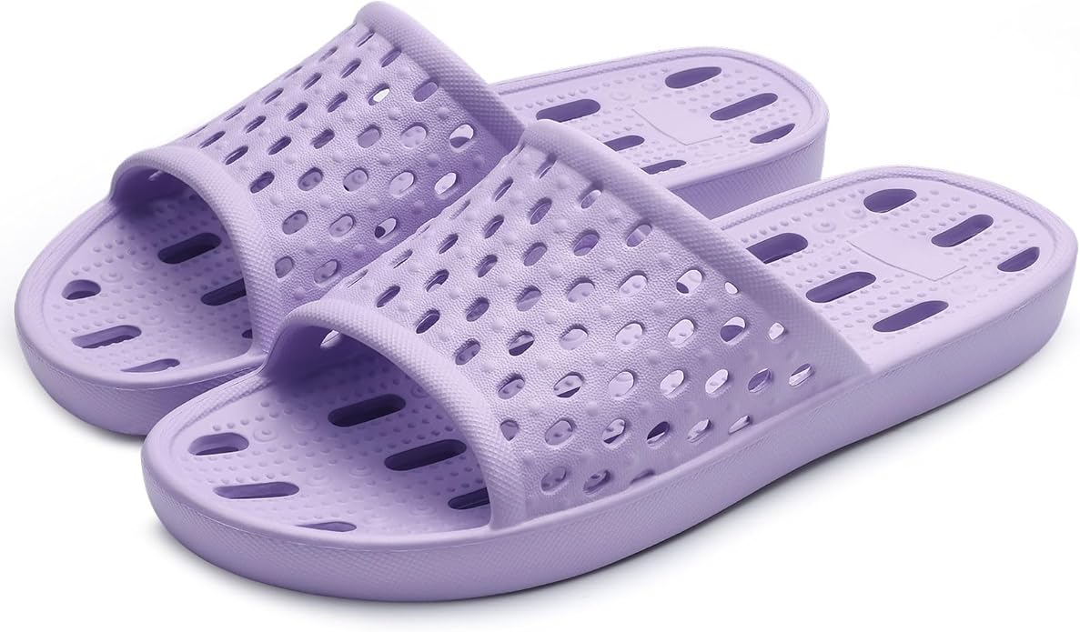 Litfun Shower Shoes for Women Non-Slip Quick Dry Shower Slippers Lightweight Pool Sandals with Drain Holes for College Dorm, Beach, Bathroom & Gym