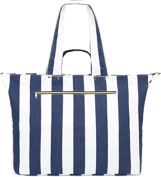 Large Canvas Beach Bag for Women, Beach Bags Waterproof Sandproof with Zipper & Wet Bag Cruise Essentials