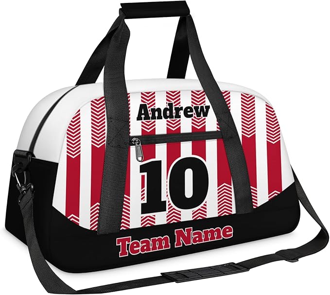 Basketball Soccer Gifts for Boys Girls - Custom Sports Duffle Bag, Personalized Name & Team Bag, Water-Resistant Gym Bag for Basketball, Soccer, Volleyball | Y-Red Black