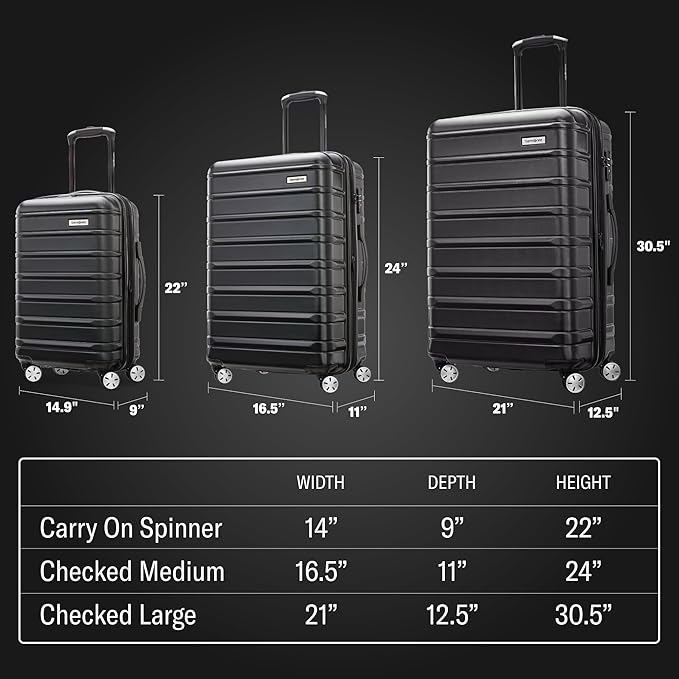 Samsonite Omni 2 Hardside Expandable Luggage with Spinner Wheels, 3-Piece Set (19/24/28), Icy Lilac