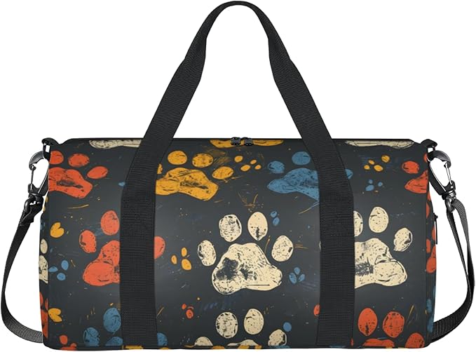 Dog Paw Prints Overnight Travel Bag Unisex Carry-On Size Tote Bag Suitable for Travel Duffle Gym Sports