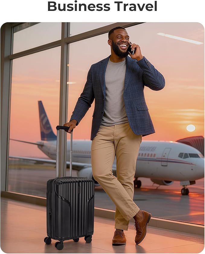 BAGSMART Carry On Luggage 22x14x9 Airline Approved, Lightweight luggage with Spinner Wheels, 20 Inch Expandable Hardside Carry On Suitcase with TSA Lock Rolling Travel suitcase Carry-On, Dark Blue