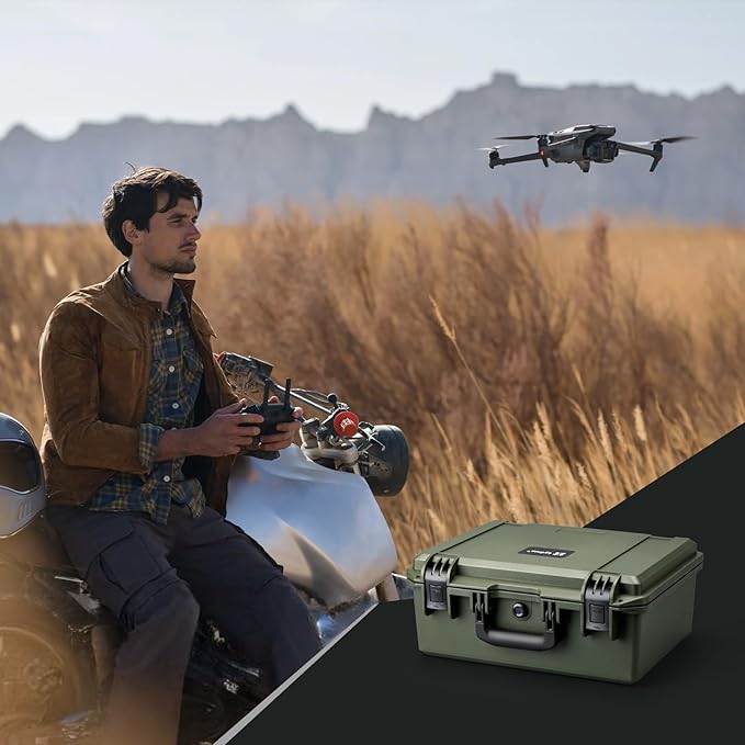 Lykus PVC1 Waterproof Hard Camera Case with Padded Dividers for Cameras, Lenses, Dual DJI Mavic/Air/Mini/Flip drones