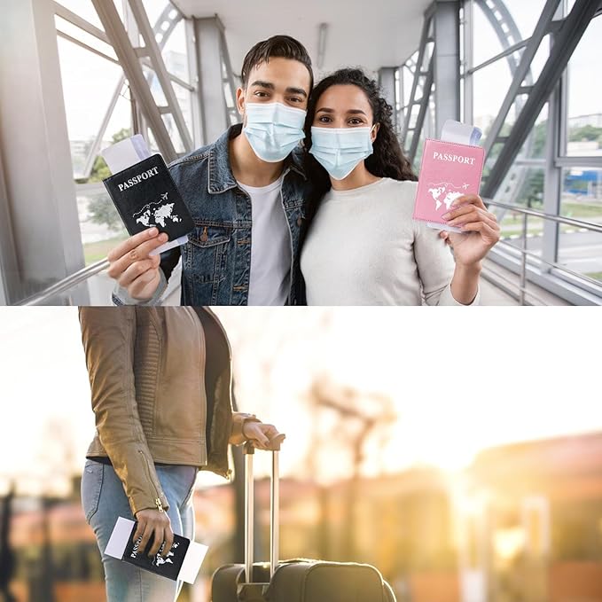 2 Pcs Passport holders,Ultra Slim passport wallet,PU Leather Passport Cover for Women and Men…