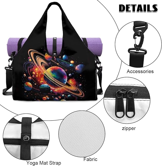 Mens Gym Bags with Yoga Mat Holder Strap, Gym Duffle Bag with Shoes Compartment, Wet Pocket, Gym Backpack Carring Workout Stuff Accessories