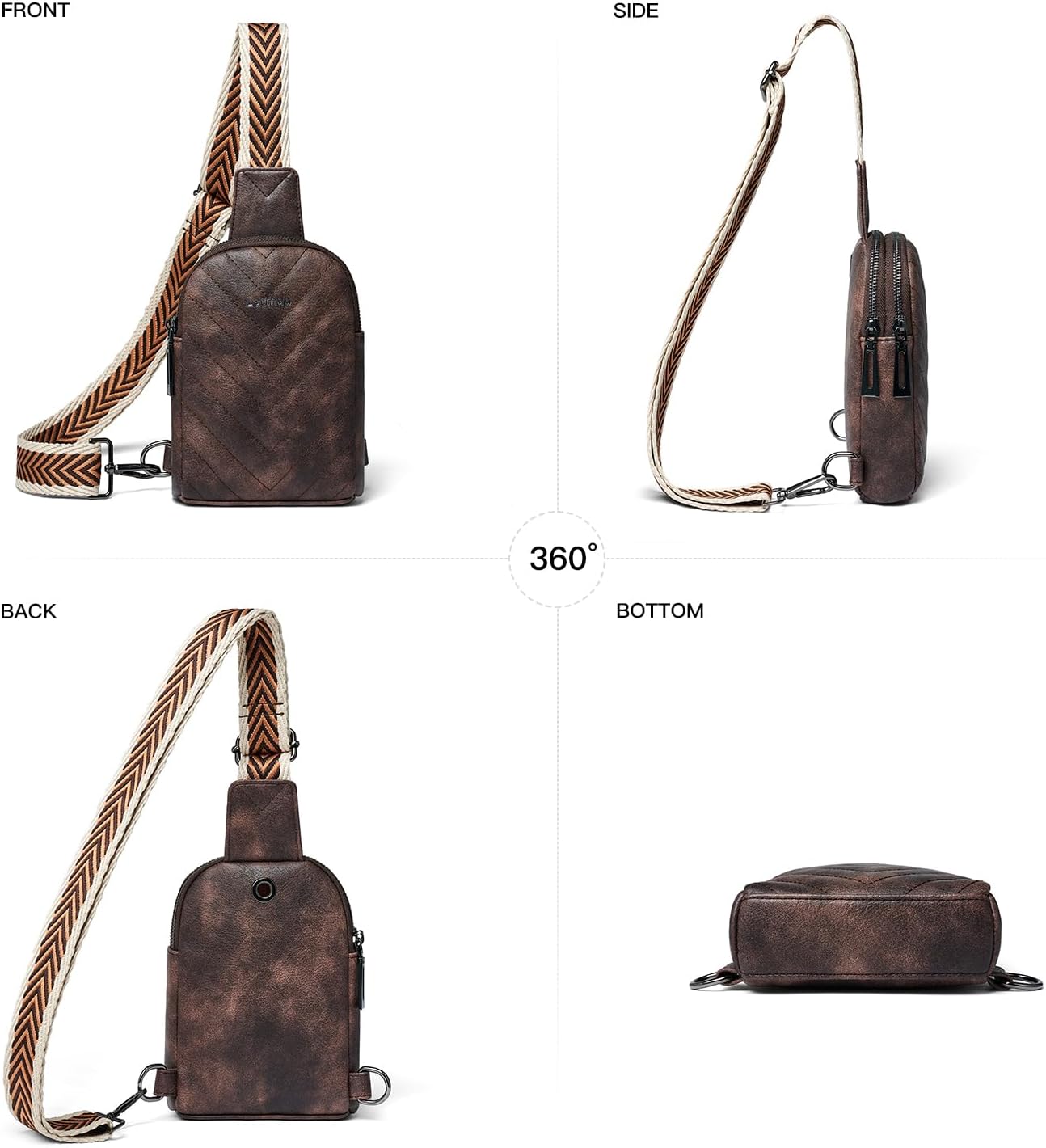 7L Sling Bag for Women Men Leather Small Sling Backpack Daypack Anti Theft Fanny Pack Crossbody Purse Travel