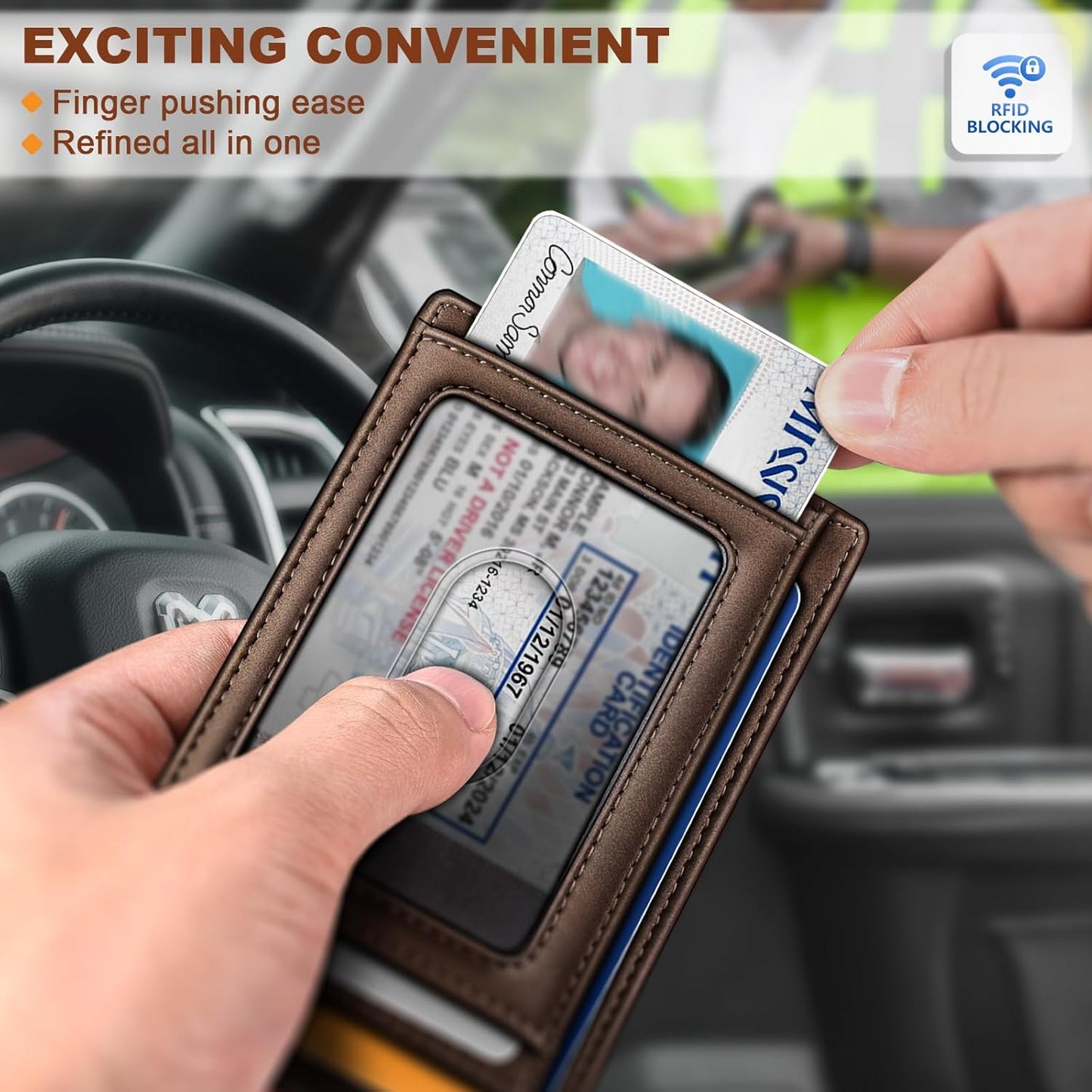 BULLIANT Men Wallet,Slim Leather Wallet Money Clip Card Hodler For Men Gift 8 Cards RFID Blocking