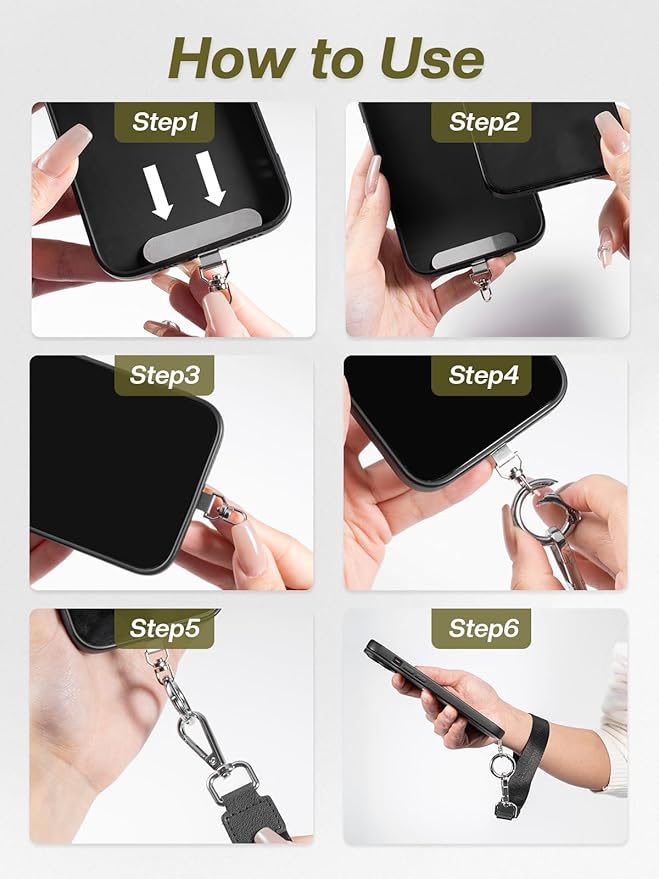Clip and Go Strap for Phone with Wallet Crossbody Phone Lanyard Adjustable and Detachable RFID Wristlet Wallet with ID Window and Zipper, Black(L)