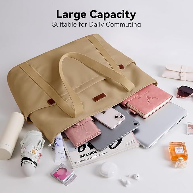 Handbags for Women Large Capacity Tote Bag with Zipper and Multi-Pockets Lightweight Waterproof Nylon Shoulder Bag