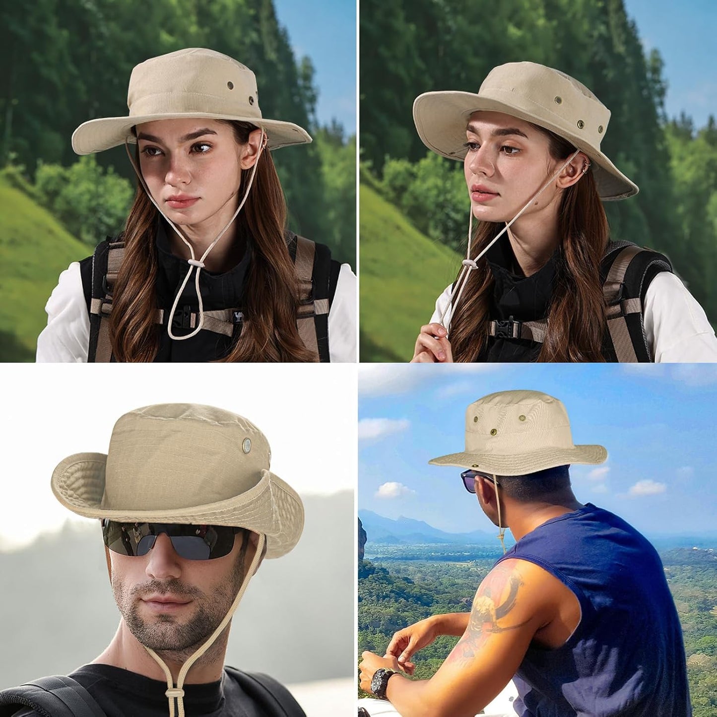 Sun Hats for Men Women Boonie Hat Foldable Fishing Hat UPF 50+ Bucket Hat for Fishing Hiking Garden Safari Beach
