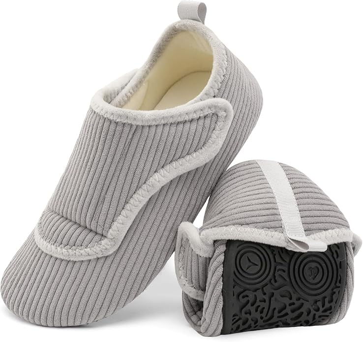 BARERUN Slippers for Women Men Wide House Diabetic Shoes for Women Men Warm Arthritis Edema Swollen Neuropathy Socks Slip on Adjustable Fuzzy Comfy Soft Womens Mens Bedroom Sliipers
