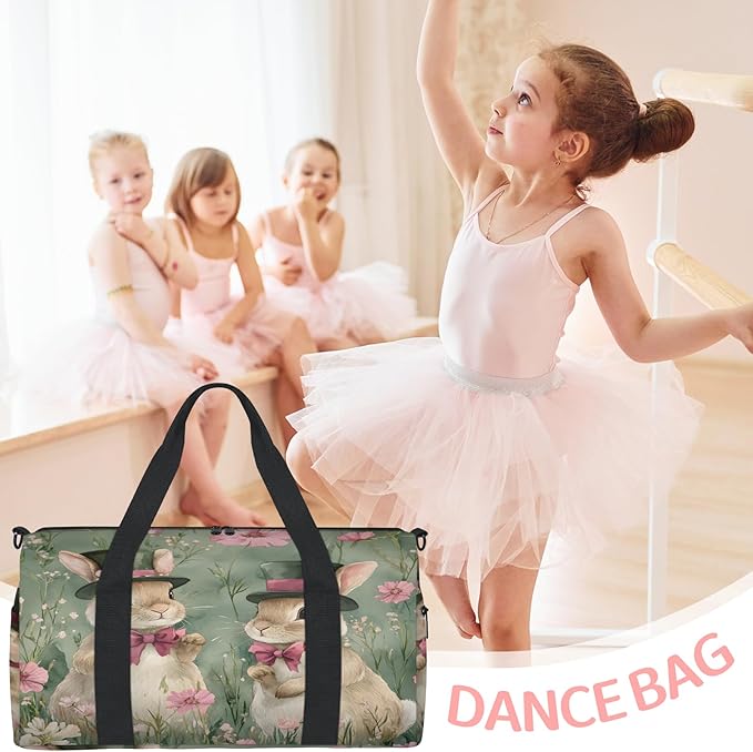 Easter Flowers Rabbits Travel Duffle Bag for Women Men, Overnight Weekender Bag, Carry on Tote for Sport Gym