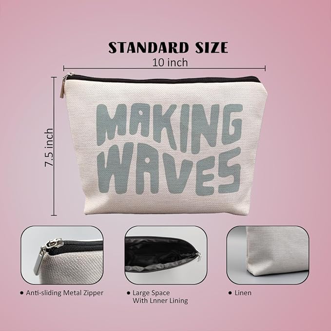 Aesthetic Beach Makeup Bag - Gifts for Beach Lovers, Summer Vacation Essentials