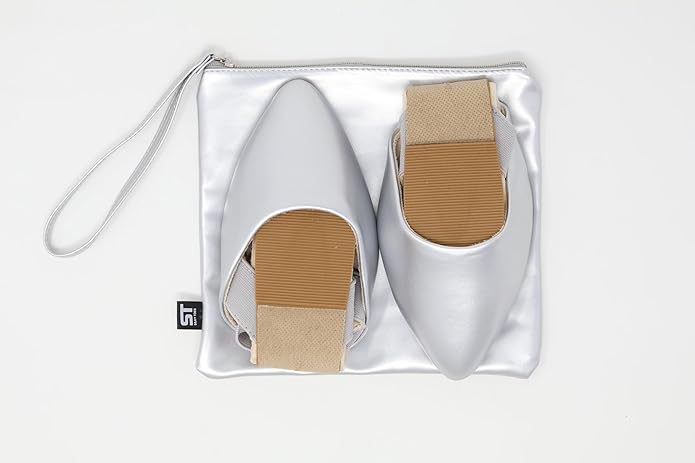 Silky Toes Foldable Flats for Women | Ankle Strap Dress Shoes with Purse for Weddings, Events, & Parties