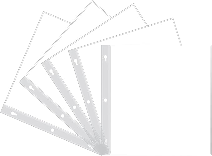Pioneer Photo Albums Bund Top Loading Page Protectors with White Inserts, 12 by 12-Inch, 5-Pack