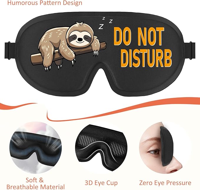 Funny 3D Zero Pressure Sleep Eye Mask for Men Women Side Sleeper, Adjustable Blackout Soft Breathable Eye Masks for Travel Nap Night Sleep, Humorous Gift Stocking Stuffers (DO NOT Disturb)