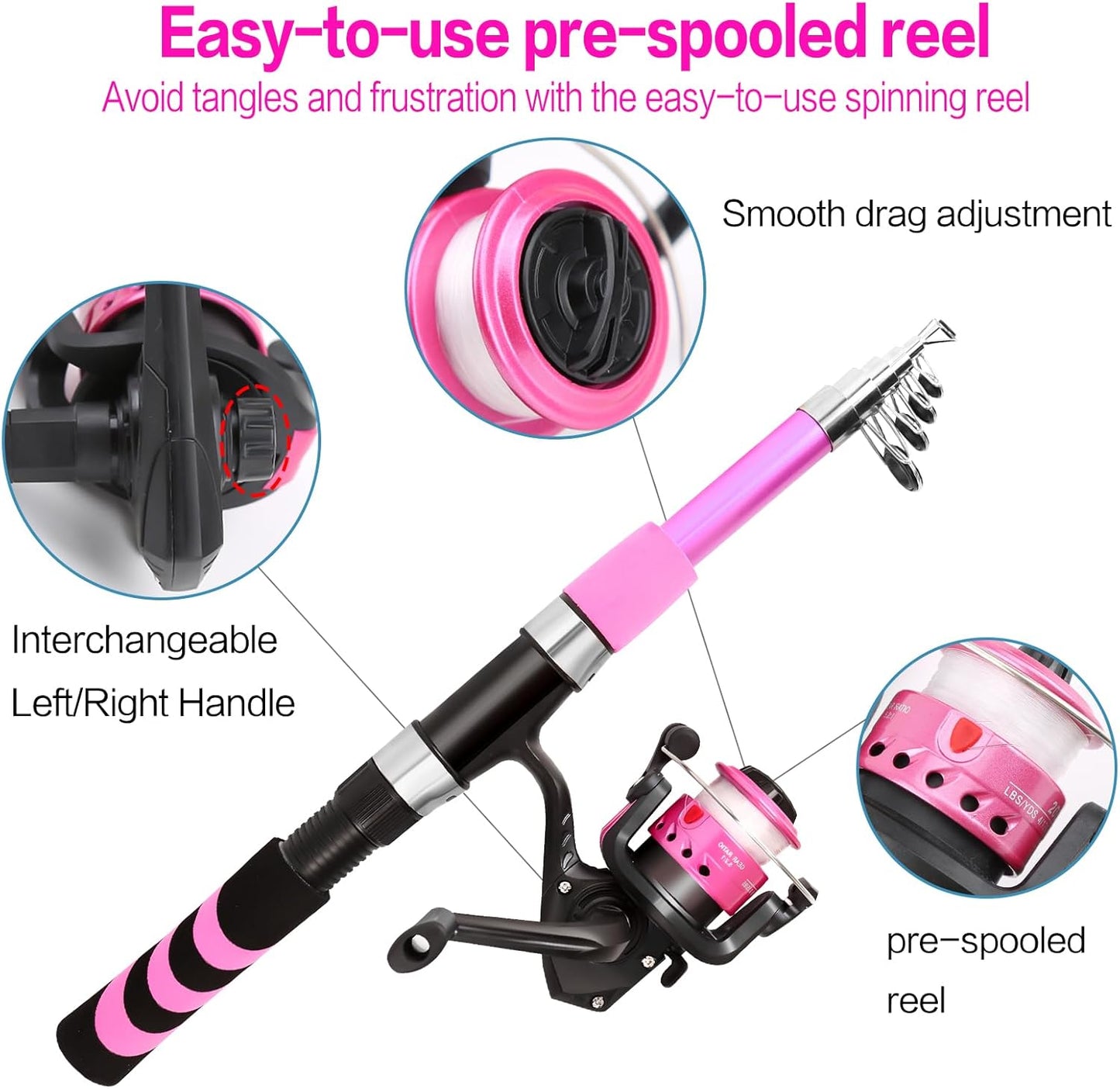 Collapsible Telescopic Fishing Rod and Reel Combo Push Button Small Fishing Pole Kit Beginner Youth Boys Fishing Starter Set Tackle