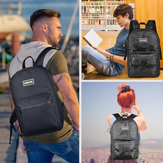 Backpack Bag With Lock - Activated Carbon Fiber Lining - Water Resistant,Anti Theft Laptop Daypack for Men & Women Travel (Camo Burgandy)