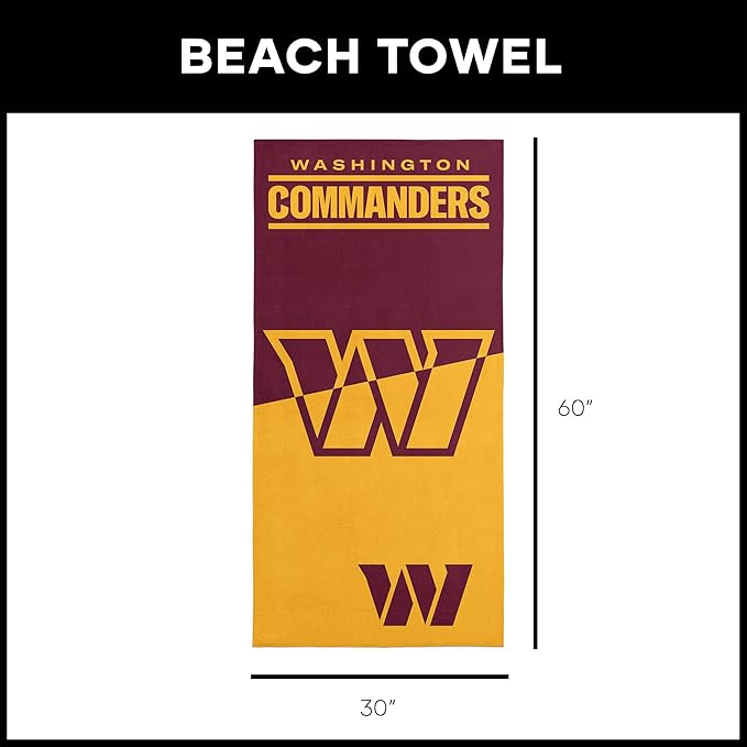 Northwest NFL Oversized Microfiber Beach Towel, 60 x 70 Inches – Quick Dry, Sand Resistant, Lightweight, Highly Absorbent, Shibori Design