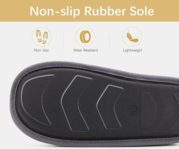 ONCAI Men's House Slippers Memory Foam Slip-On Warm Cozy Scuff Home Bedroom Shoes with Indoor/Outdoor Rubber Soles US Size 7-15