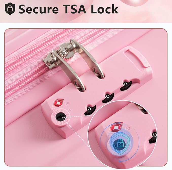 24 Inch Hardshell Luggage Lightweight Checked Luggage, Pink Hardside ABS Suitcases with Double Wheels and TSA Lock, Medium Expandable 24-inch Carry on Luggages for Travel, Men, Women