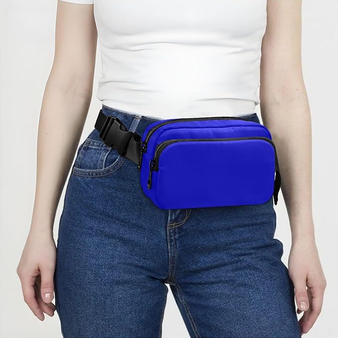 Fanny Pack for Women Men Water Resistant Fashion Waist Packs with Adjustable Strap Belt Bag for Travel Workout Jogging Hiking Medium Blue