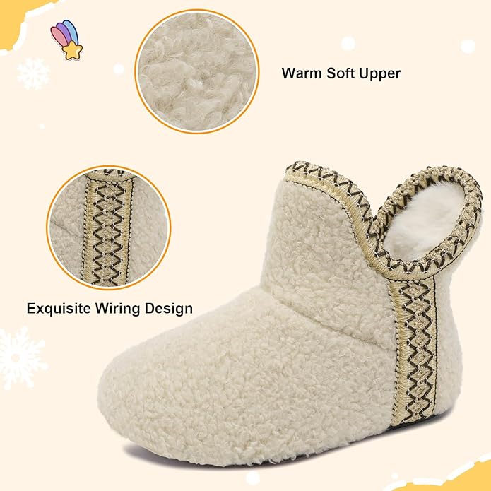 LeIsfIt Toddler Slippers Boys Girls Cozy Warm House Shoes Kids Non-slip Winter Slipper Booties Slip on Plush Lining Sock Slippers