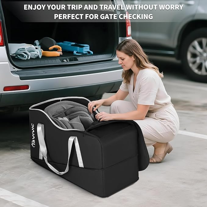 Car Seat Travel Bag Compatible with UPPAbaby Aria and Mesa, Infant Car Seat Travel Bag Car Seat Cover for Travel (Black)
