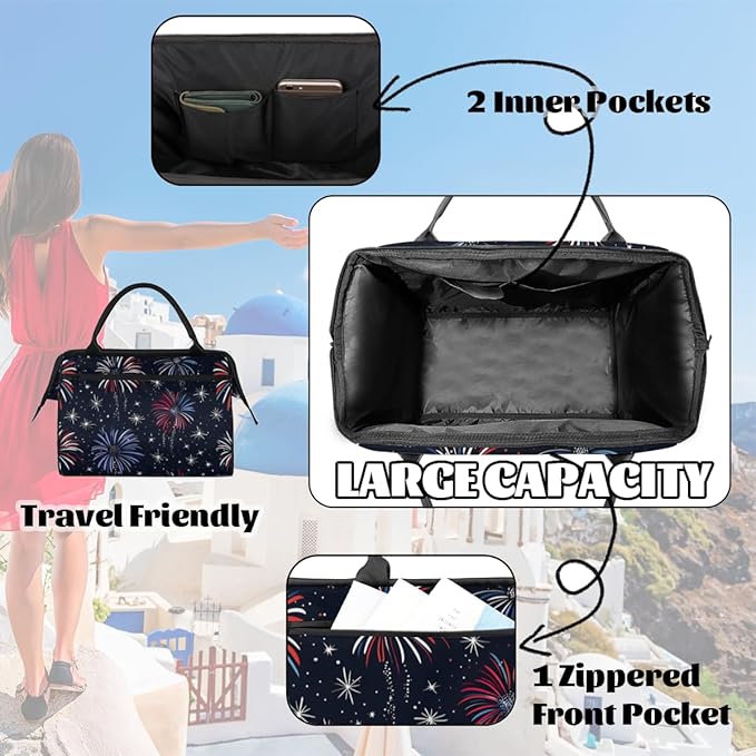 Chic Colorful Fireworks Overnight Weekender Bag for Women Men Travel Duffel Bags Waterproof Luggage Carry on Sports Yoga Gym Bag