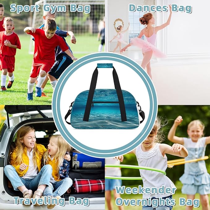 Kids Duffle Bag Girls Boys Underwater Ocean Scene Weekender Overnight Bag,Lightweight Duffel Bags for Traveling Gym Sport Dance
