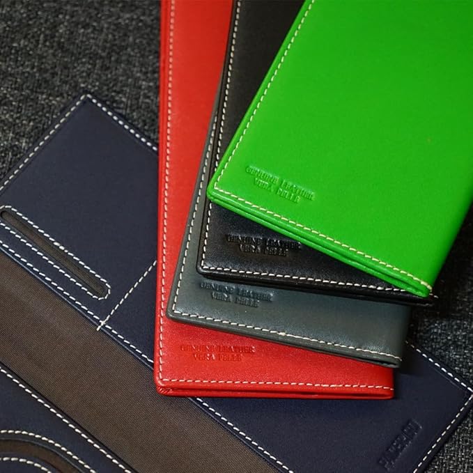 Genuine Leather RFID Blocking Long Passport Holder Passport Cover (Dark Blue)