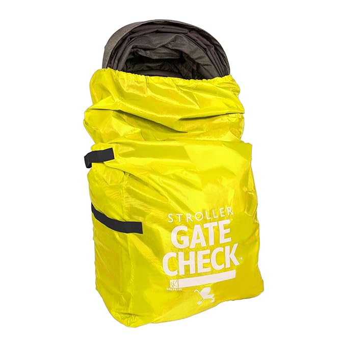 J.L. Childress Gate Check Bag for Single & Some Double Strollers - Travel Bag for Airplane, Fits Most Standard Baby Strollers, Airport Accessories Gate Check, Flying Essentials - Neon Yellow