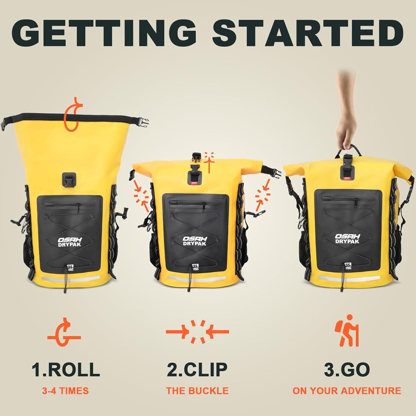 Waterproof Backpack Dry Bag 35L/55L/85L β Heavy Duty Roll-Top Hiking Backpack for Travel, Kayaking, Boating, Camping, Rafting and Fishing