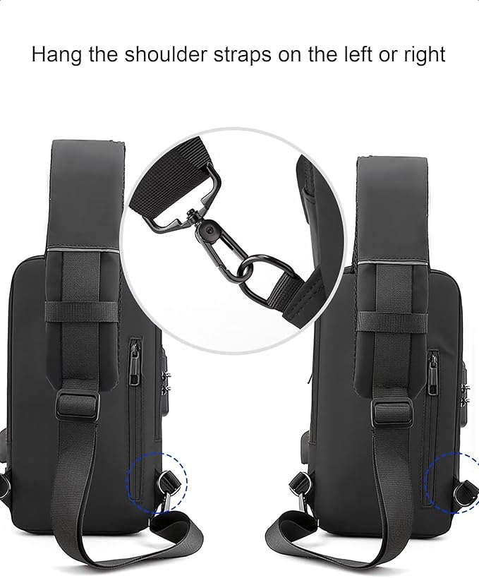 Sling Bag for Men Women, Anti-theft Crossbody Bags with USB Charging Port Waterproof Crossbody Sling Backpack Shoulder Bag for Hiking Cycling Running Travel