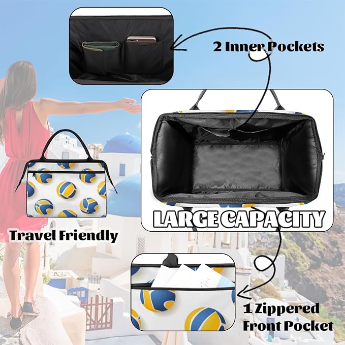 Volleyball Overnight Weekender Bag for Women Men Travel Duffel Bags Waterproof Luggage Carry on Sports Yoga Gym Bag