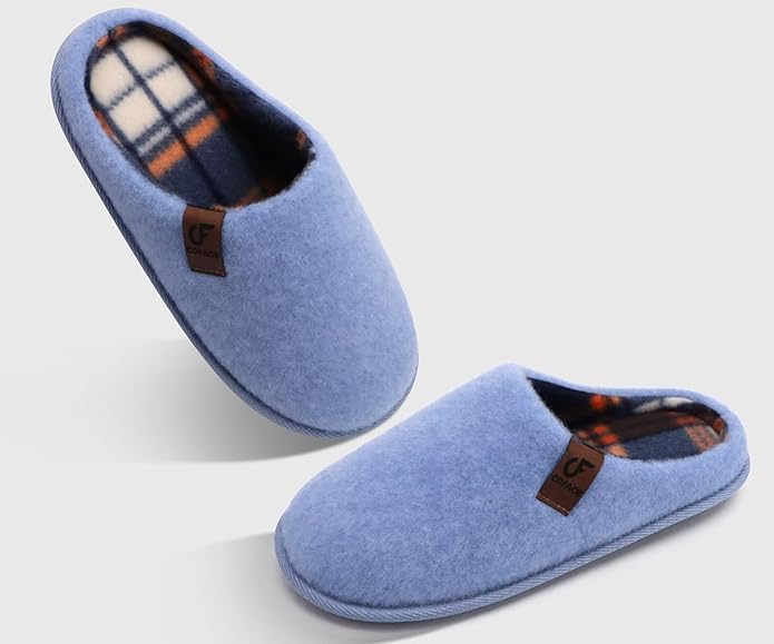 COFACE Unisex Mens Womens Cozy Memory Foam Scuff Slippers Casual Slip On Warm House Shoes Indoor/Outdoor Felt Sandal Slippers Size 4-15