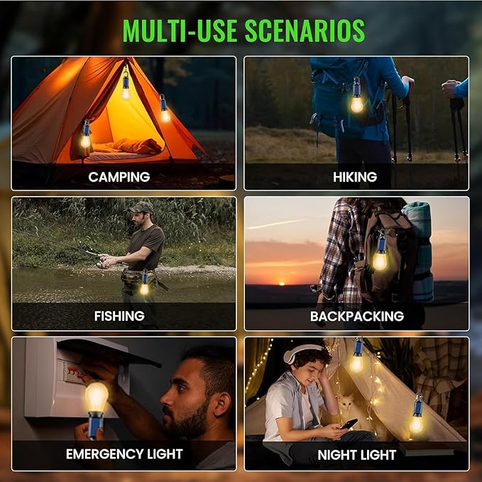 4-Pack Solar Camping Lantern, Portable LED Solar USB Rechargeable Lantern Flashlight Emergency Hanging Light for Indoor Outdoor Home Power Outages Hiking Hurricane (4)