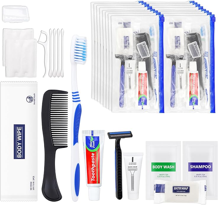 Basic Toiletry Kits, Individually Packed, Personal Hygiene Bulk Homeless Care Package Supplies