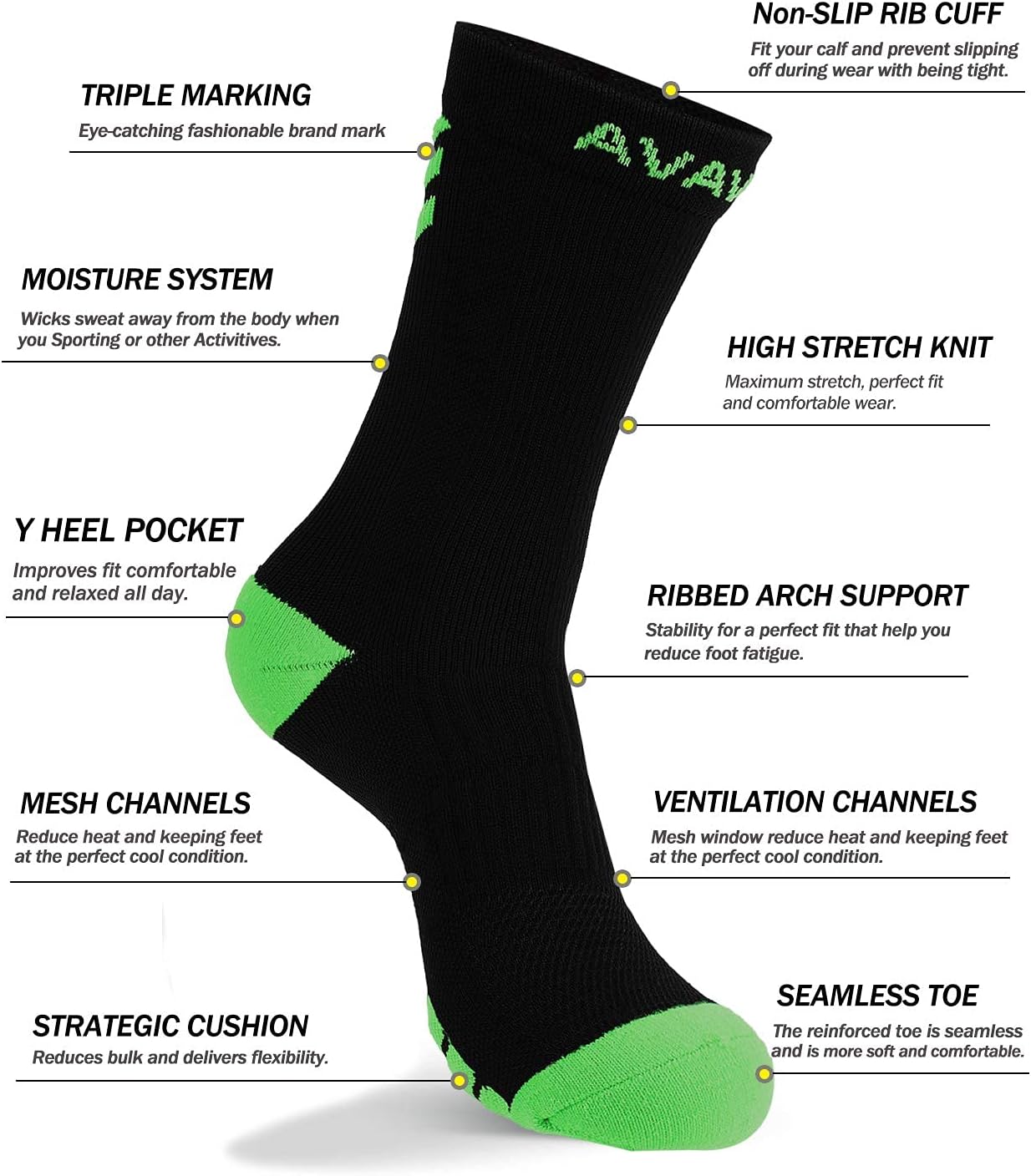 DOVAVA Dri-tech Compression Crew Socks (4/6 Pairs), Comfort Boost Circulation
