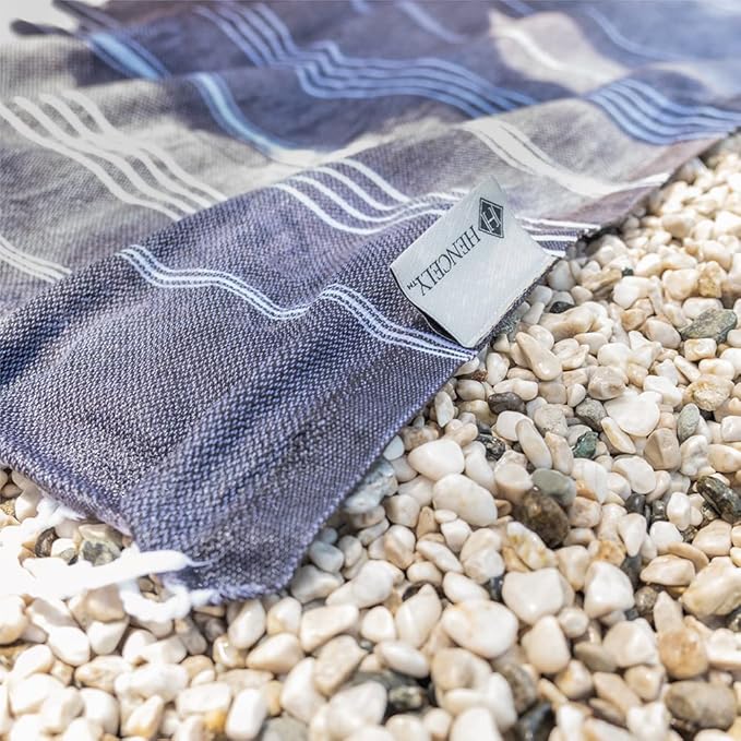 Hencely Turkish Beach Towel 37x68 Oversized, Sand-Free, Quick-Dry, Lightweight - Travel Essential for Pool & Bath - Striped 100% Cotton Bathroom Towels Accessories Gift (Gray)